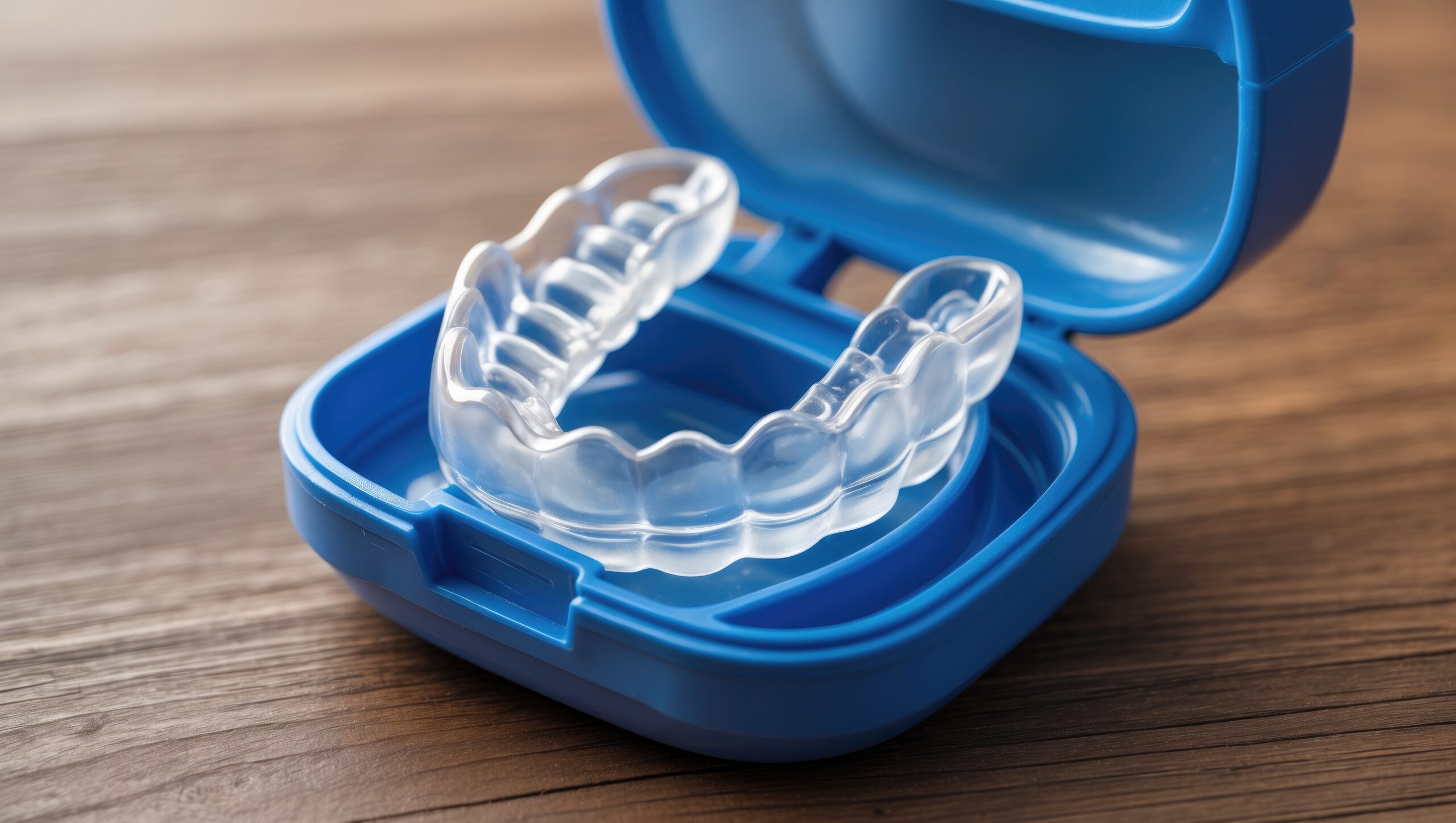 Dental splint mouth guard. Treatment for TMJ splint disorder. Occlusal splint. Prevent bruxism. Mouth guard in case. Protection for teeth. Jaw pain. Teeth grinding.