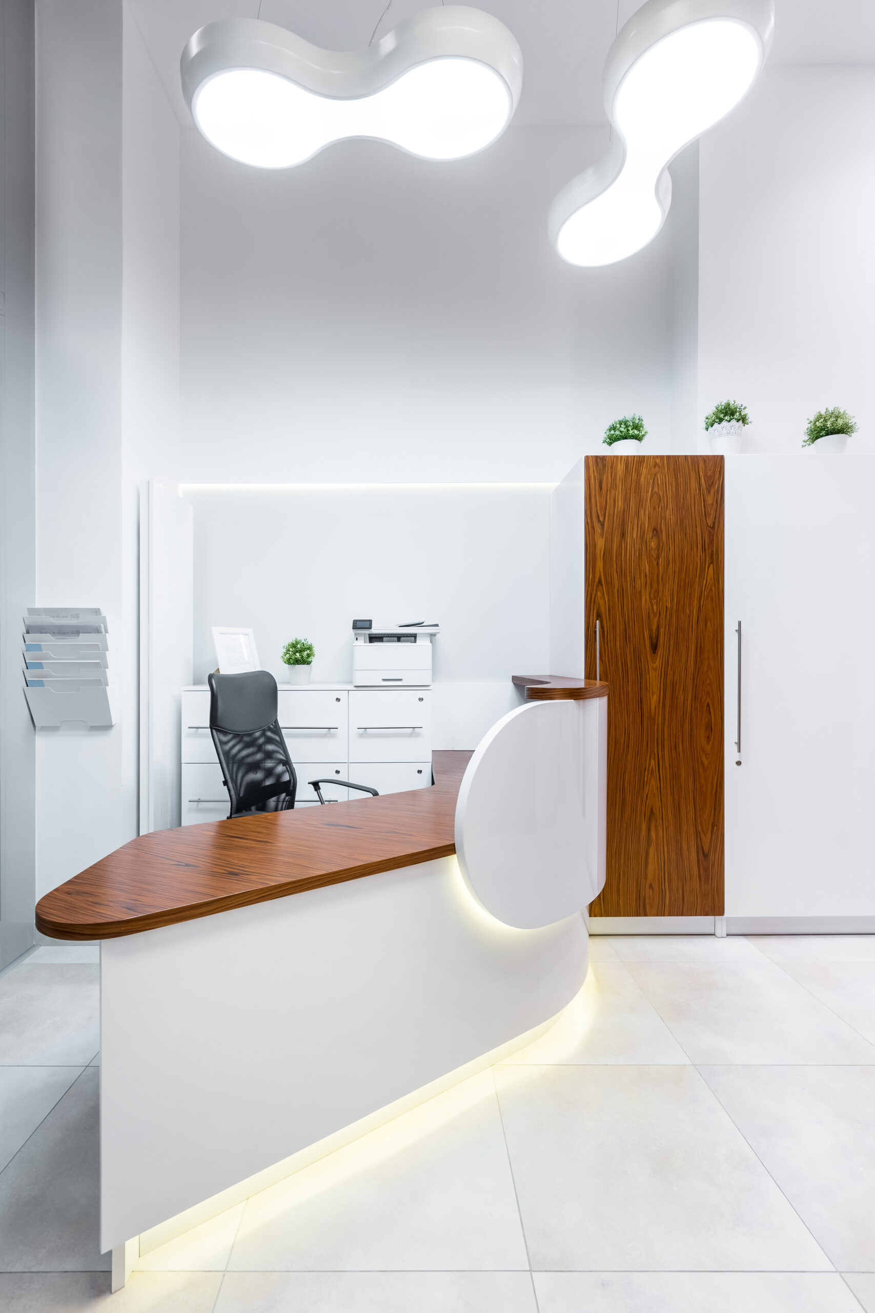 Bright, modern designed reception room in dental clinic